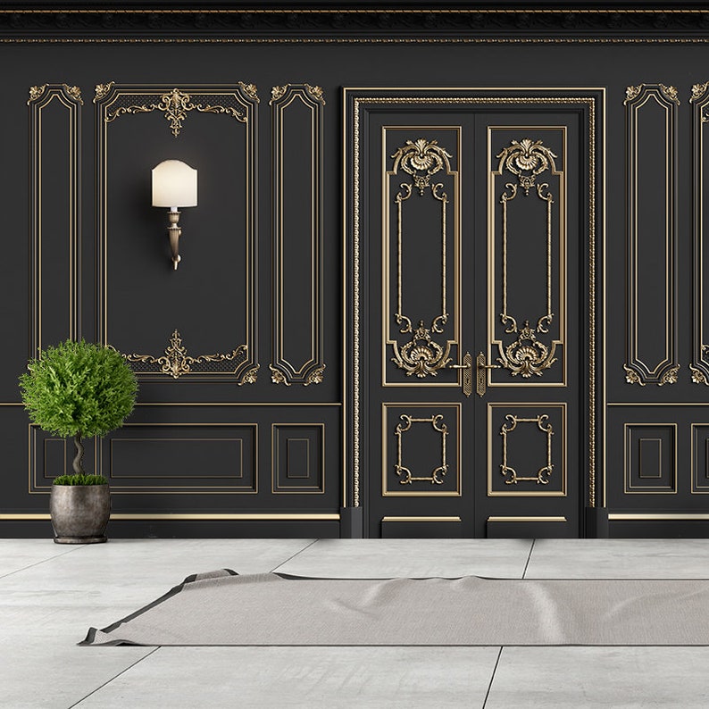 3D Molding Wallpaper Interior Wall With Cornice Wall Mural - Etsy