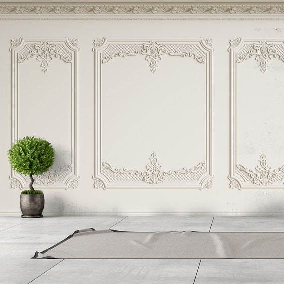 Wall Art,Wall Sticker,Jess Art 58 3D Classic interior wall with cornice and moldings Mural Removable Wallpaper,Peel /& stick Wall Mural