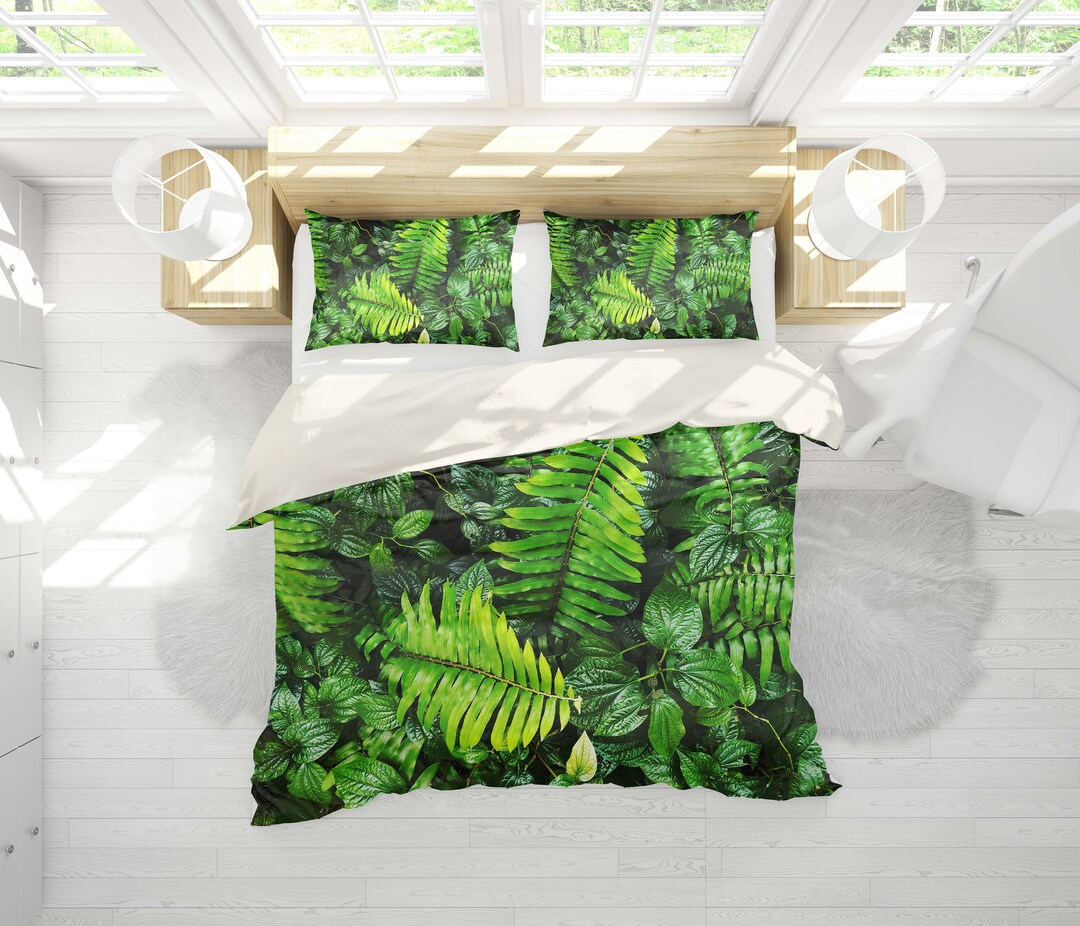 3D Leaf Duvet Covers Set, Green Quilt Cover, Plant Bedding Set