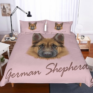 Juego de fundas de edredón con diseño de perro en 3D, funda de edredón con cabeza, juego de cama con letras, funda de edredón rosa, ropa de cama marrón para dos personas, ropa de cama rosa