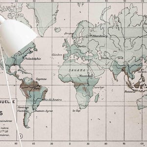Fototapeta Mapa – Tapeta 3D Retro Mapa Świata, Tapeta Peel and Stick, Sztuka Ścienna do Salonu, Sypialni, Biura