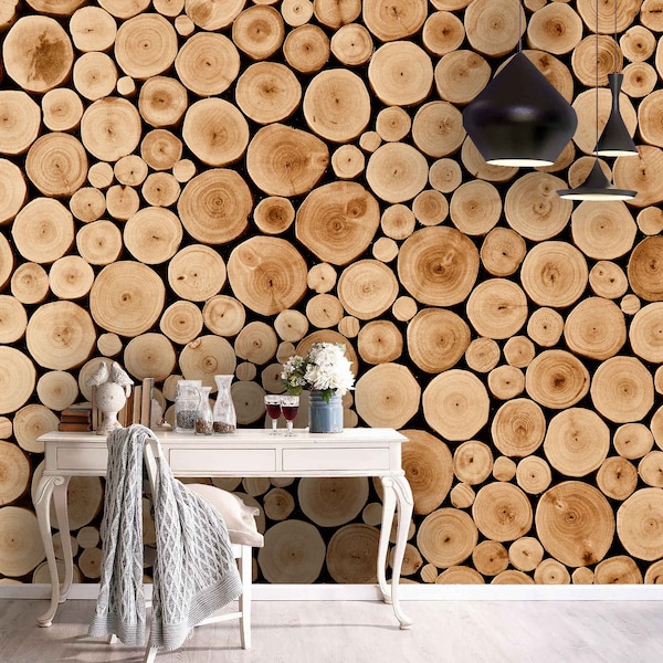 Removable Wood 3d Room Wallpaper Design
