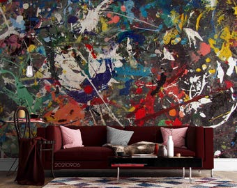 Abstract Graffiti Wall Mural – Colorful Peel and Stick Wallpaper