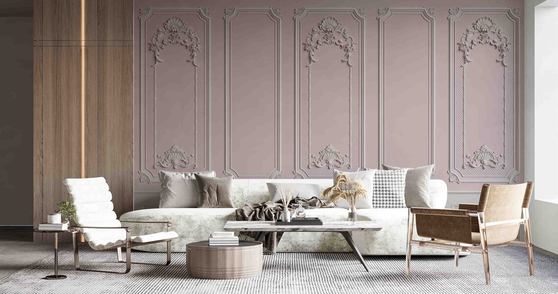 3D Molding Wallpaper Interior Wall With Cornice Wall Mural Etsy Australia