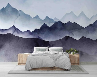 Watercolor Mountain Wall Mural – Peel and Stick Wallpaper