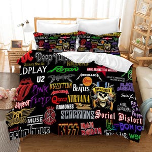 Juego de fundas de edredón con calaveras en 3D, funda de edredón con letras, juego de cama con letreros, funda de edredón con grafiti, ropa de cama negra para dos personas, ropa de cama roja