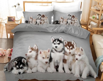3Dハスキー犬布団カバーセット、マイクロファイバー寝具 - Etsy 日本