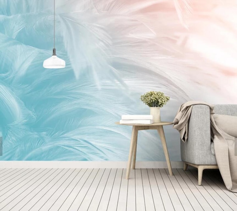 3D Feather Wallpaper Mural, Minimalist Wall Decor (Peel and Stick)