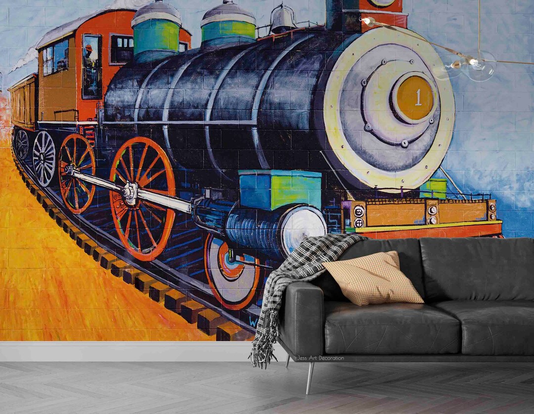 3D Hand Draw Train Wallpaper-nursery Wallpaper Removable Wallpaper-peel