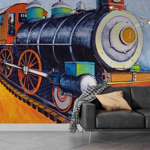 3D Hand Draw Train Wallpaper-Nursery Wallpaper Removable Wallpaper-Peel and stick Wall Mural,Playroom Wallpaper Wall decor 114