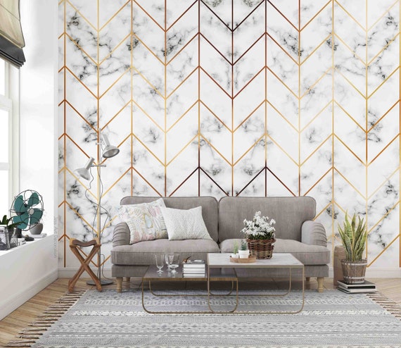 Abstract Marble Gold Geometric Pattern Wallpaper Murals For Walls - View #8