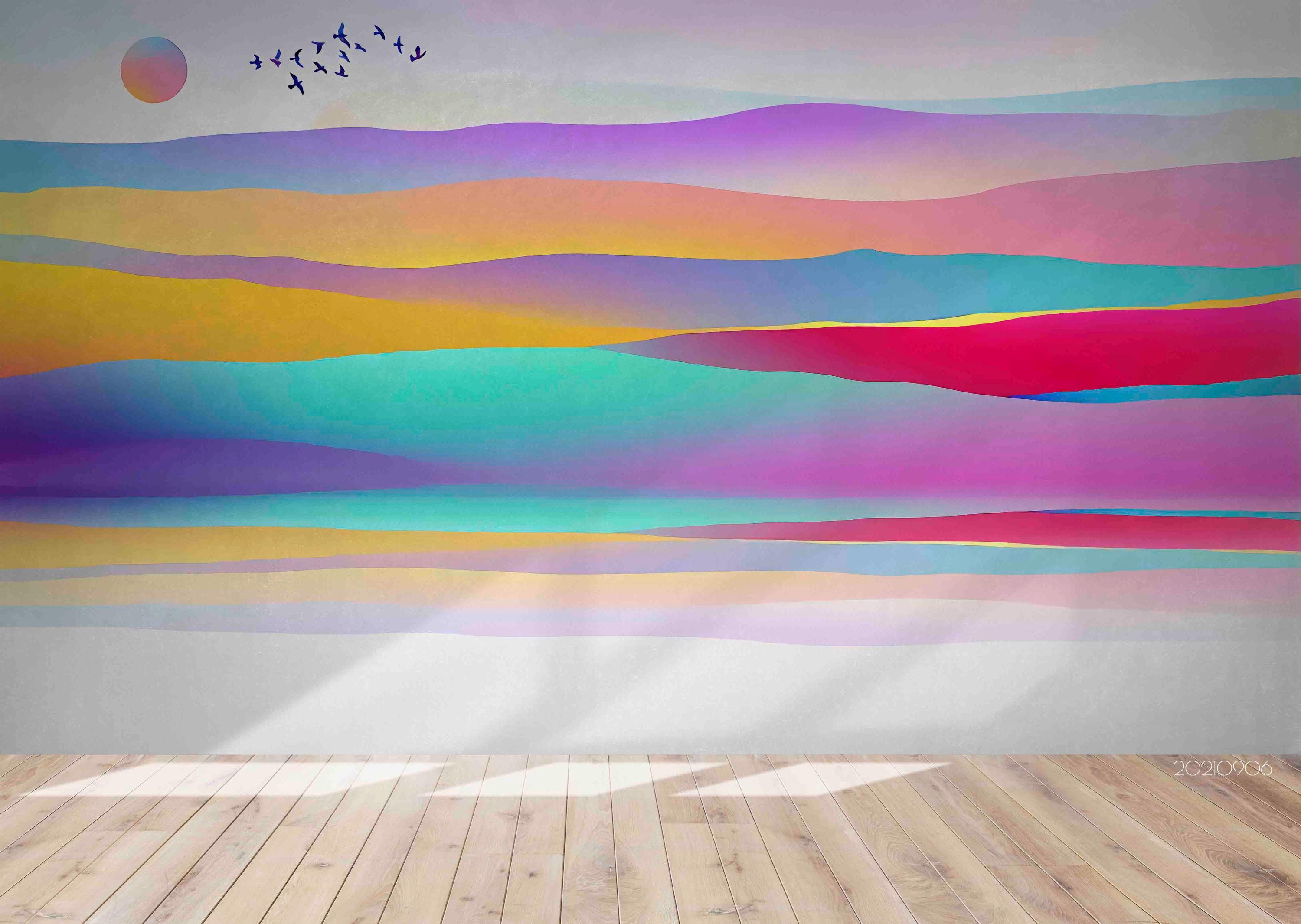 Abstract Mountain Landscape Wallpaper Mural – Peel and Stick Wall Art ...