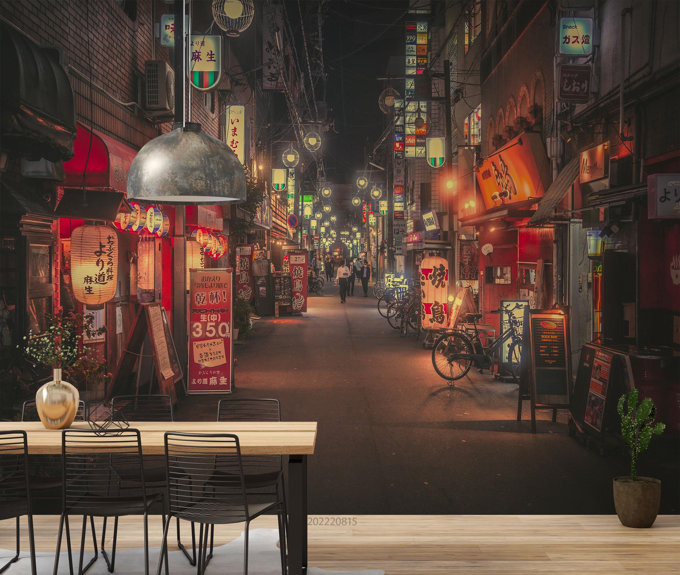 Japan Night Street Shops Wall Mural – Peel and Stick Wallpaper - Etsy Japan Night Street Shops Wall Mural – Peel and Stick Wallpaper - Etsy