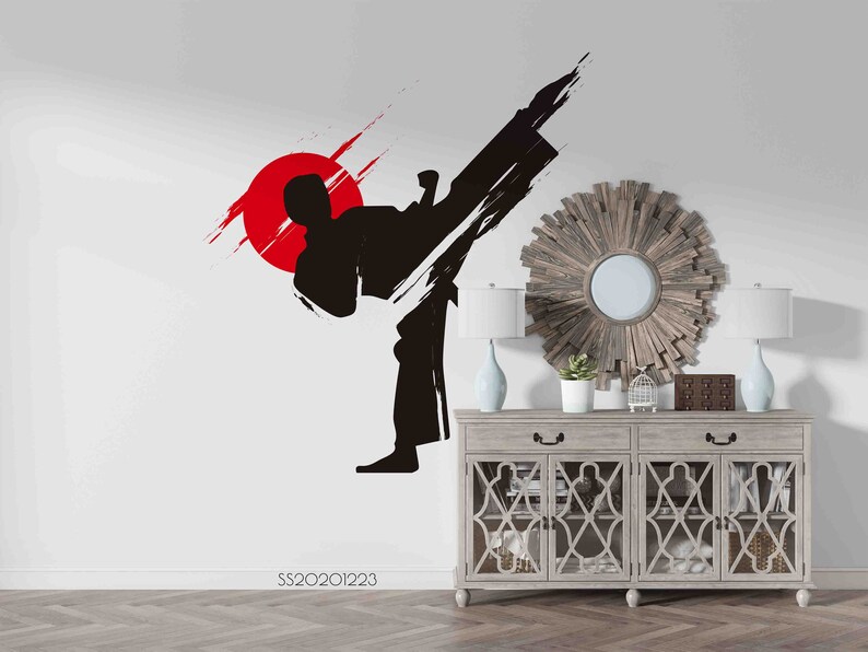 3D Japanese Karate Wallpaper Side Kick Wall Mural Red Sun Etsy Australia