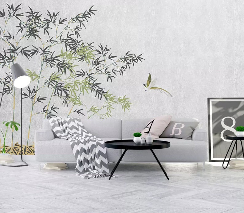 Removable Self Adhesive Wallpaper 3D Chinese Vintage Bamboo Wallpaper Wall Mural,Vintage art,Peel and Stick