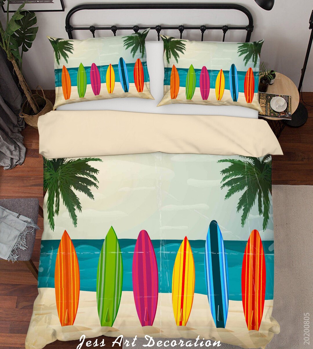 3D Surfboard Duvet Covers Set Beach Quilt Cover Wave Bedding Etsy