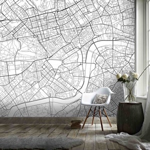 3D kaart stad straat lijn zwart behang verwijderbare wallpaper-peel en stick muur muurschildering, speelkamer behang muur deco,r