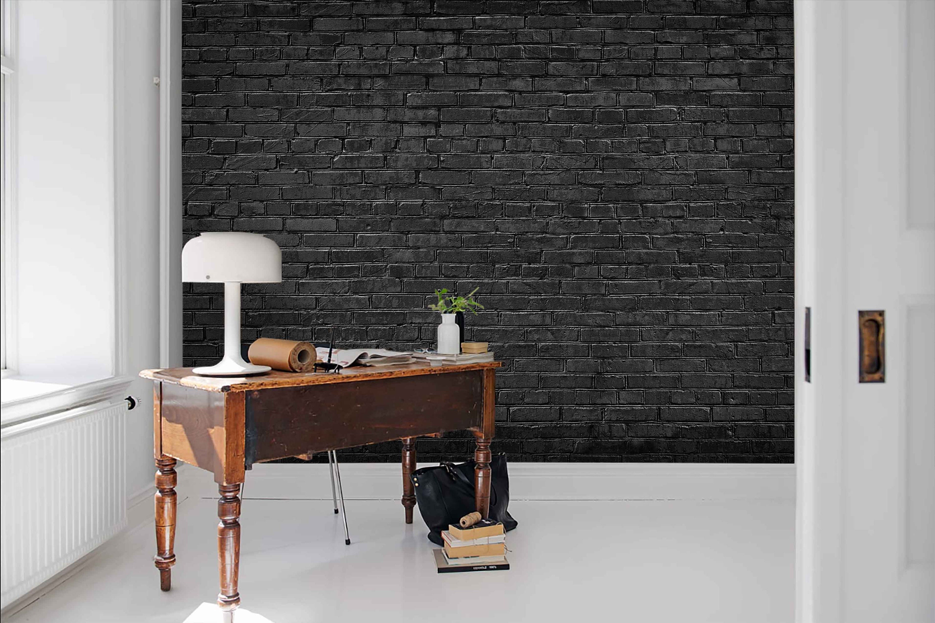3D Brick Texture Wallpaper Black Wall Mural Brick Surface - Etsy Australia