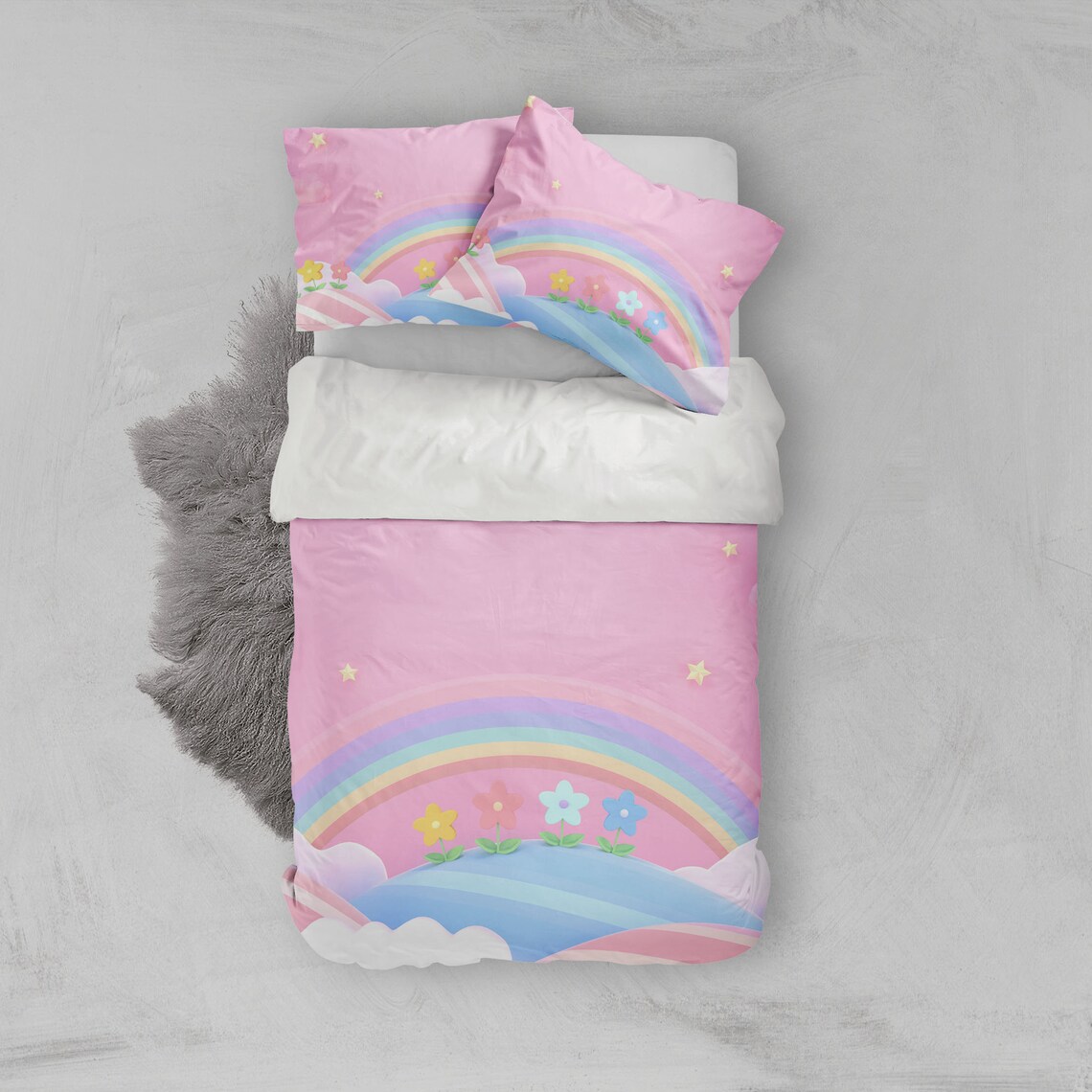 3D Pink Rainbow Bedding Set Quilt Cover Quilt Duvet Cover Etsy