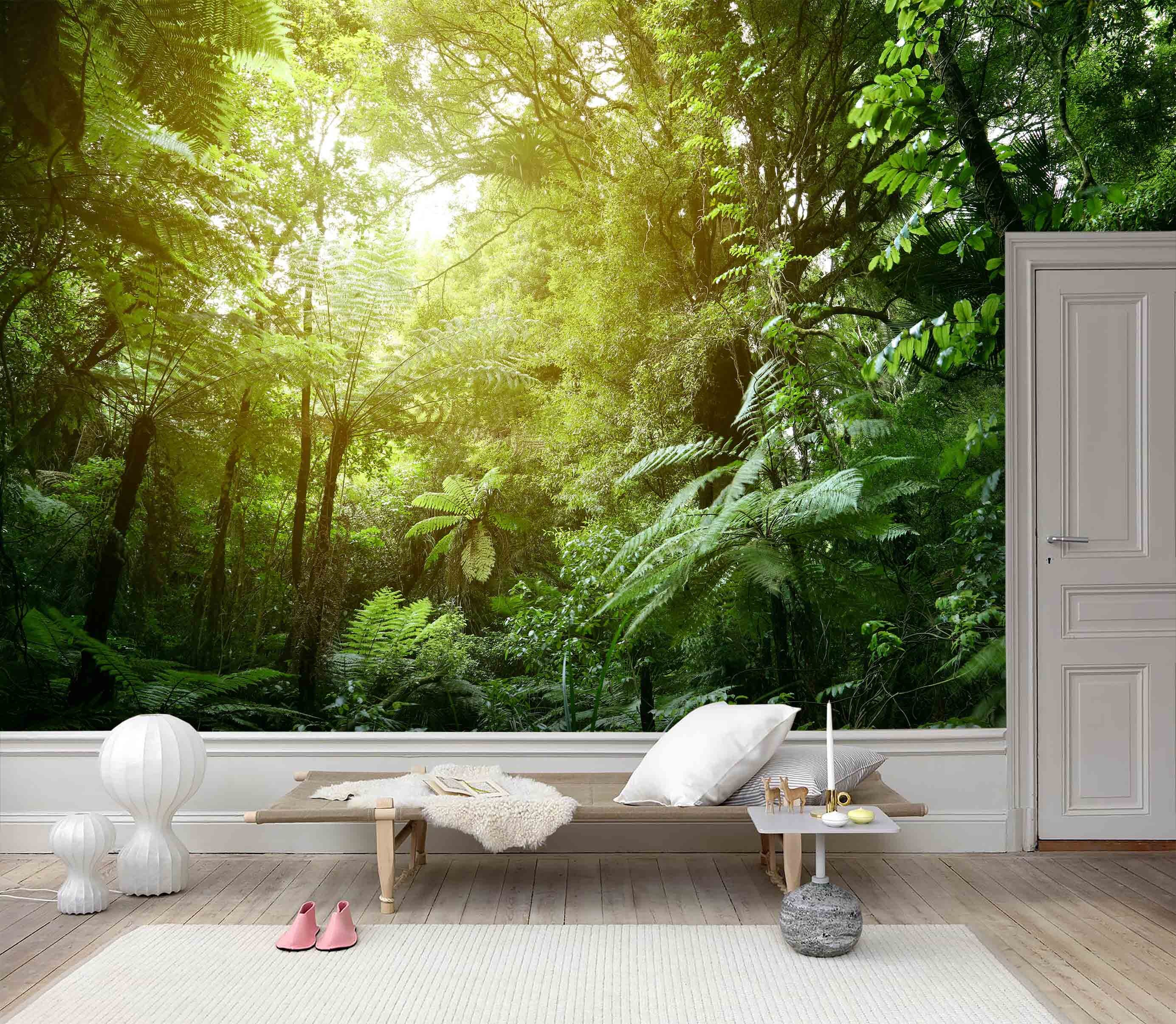 3D Tropical Plant Forest Sunbeam Green Landscape Wallpaper - Etsy 3D Tropical Plant Forest Sunbeam Green Landscape Wallpaper - Etsy