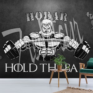 Fitness Dumbbell Man Wallpaper, Removable Wall Mural