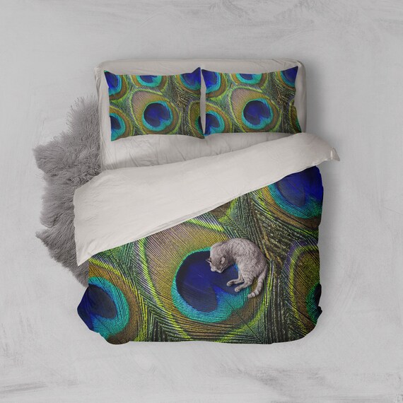 3d Peacock Feather Bedding Set Quilt Cover Quilt Duvet Cover Etsy