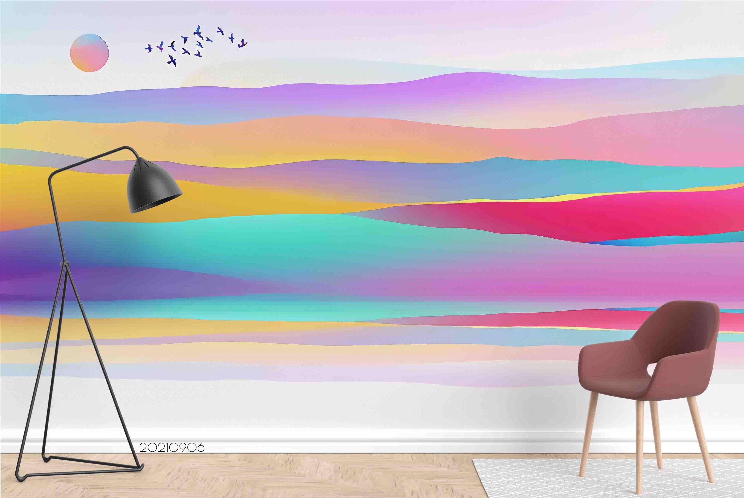 Abstract Mountain Landscape Wallpaper Mural – Peel and Stick Wall Art ...