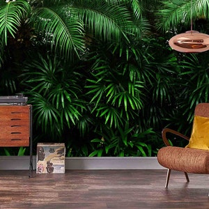 3D Leaf Wallpaper, Green Wall Mural, Tropical Wall Decor, Mysterious Wall Art, Peel and Stick, Removable Wallpaper, Wall Sticker