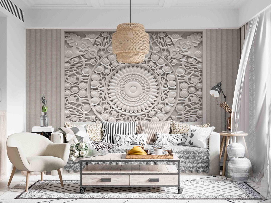 3D Floral Embossed Wallpaper, Nursery Peel and Stick Wall Mural - Etsy