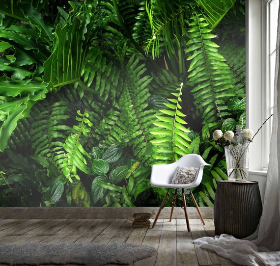 Visland Tropical Wall Stickers Jungle Leaf Wall Posters for Bedroom, Palm  Leaf Wall Decals Vinyl Peel and Stick Green Plants Art Murals for Living