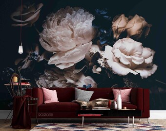 Luxury Floral Plant Wallpaper Mural – Peel and Stick, Custom Size
