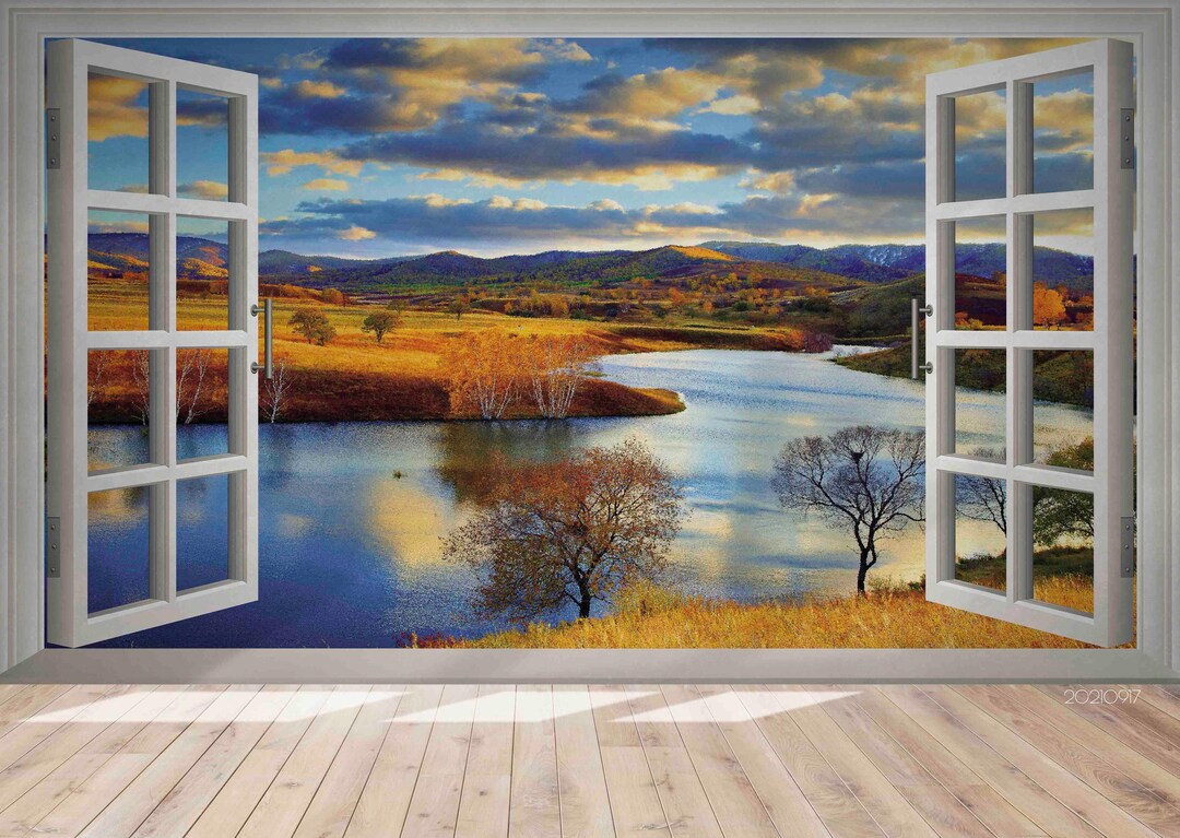 Window Mural 3D Window Mountain River Wallpaper Mural – Peel and Stick - Etsy