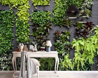 3D Landscape Wall Wallpaper, Greenery Wall Mural, Plants Wall Decor, Garden Wall Art, Peel and Stick, Removable Wallpaper, Wall Sticker