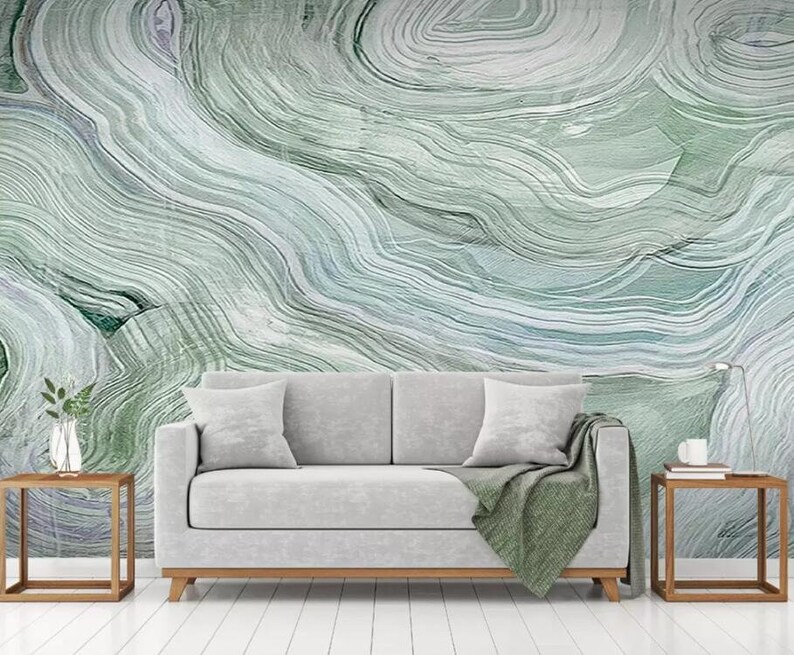 3D Emerald green Wavy Marbled texture Wallpaper Removable | Etsy
