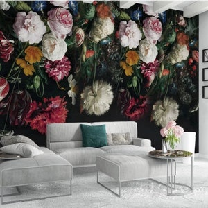 3D Rose Wallpaper, Floral Wall Mural, Colorful Wall Decor, Idyllic Wall Art, Peel and Stick, Removable Wallpaper, Wall Sticker