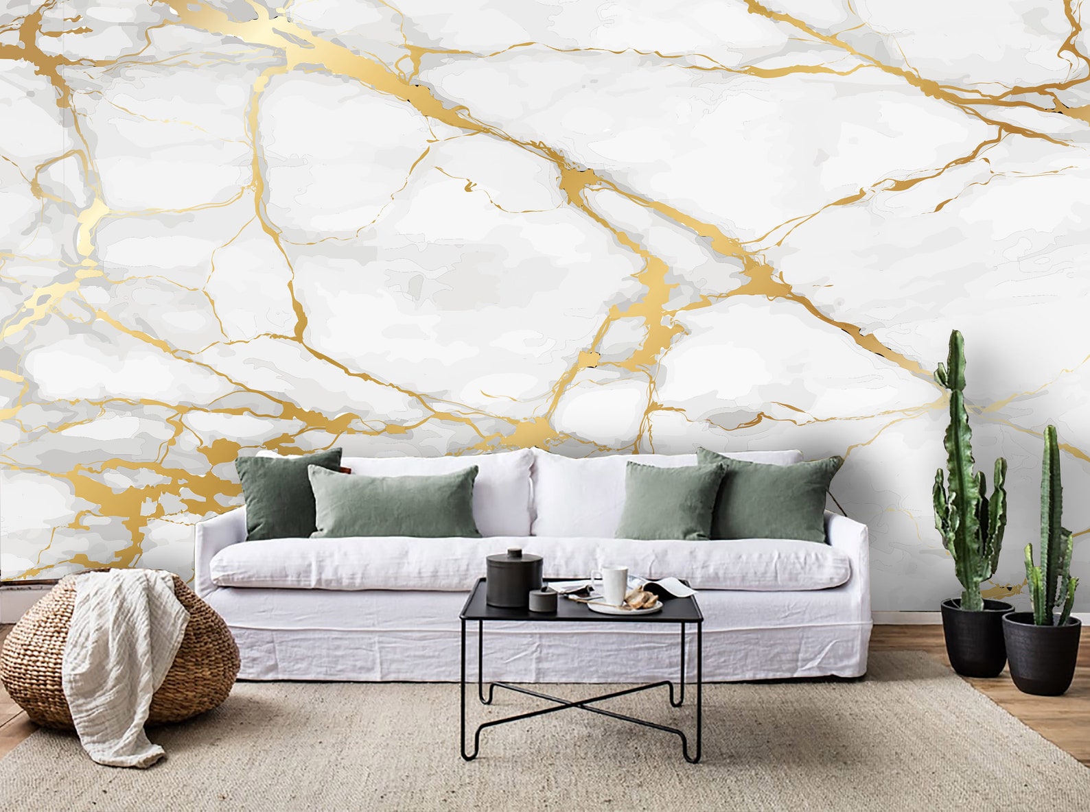 3D Marble Texture Wallpaper Jazz White Wall Mural Gold Wall Etsy
