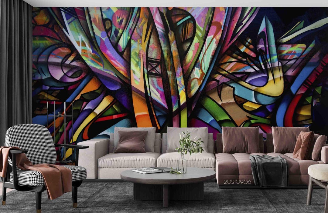 Abstract Graffiti Wall Mural – Colorful Art, Peel and Stick Wallpaper ...