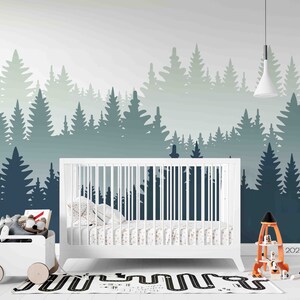 3D Abstrakte Hand gezeichnete Pflanzenwald Blaue Retro Tapete Abnehmbare Tapete-Schälen und Stock Wandbild, Spielzimmer Tapete Wand-Deko,r