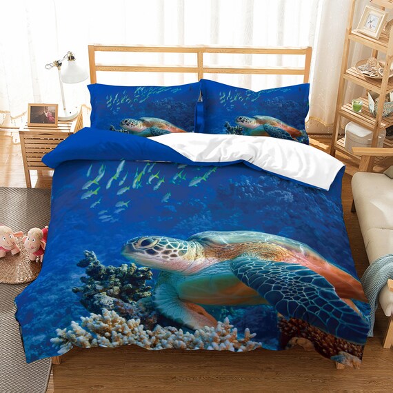 3d Sea World Sea Turtle Bedding Set Quilt Cover Quilt Duvet Etsy