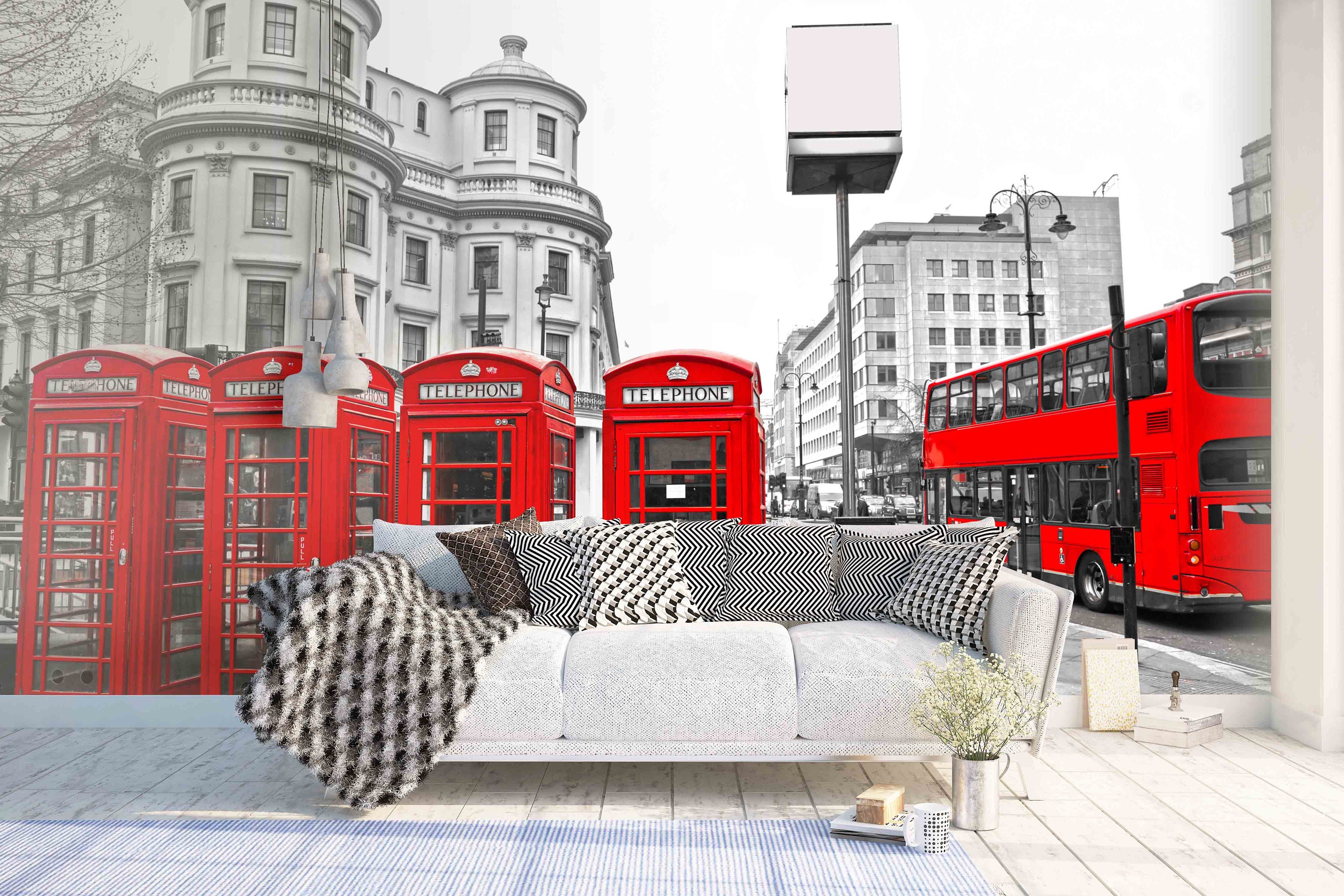 3D London Street Wallpaper Bus Wall Mural Phone Booth Wall Etsy Australia