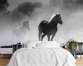 Horses Trees Wall Mural – Peel and Stick Wallpaper