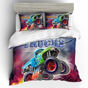 Juego de fundas de edredón con diseño de camión en 3D, funda de edredón con letras, juego de cama colorido, funda de edredón con dibujos animados, ropa de cama verde para dos personas, ropa de cama roja