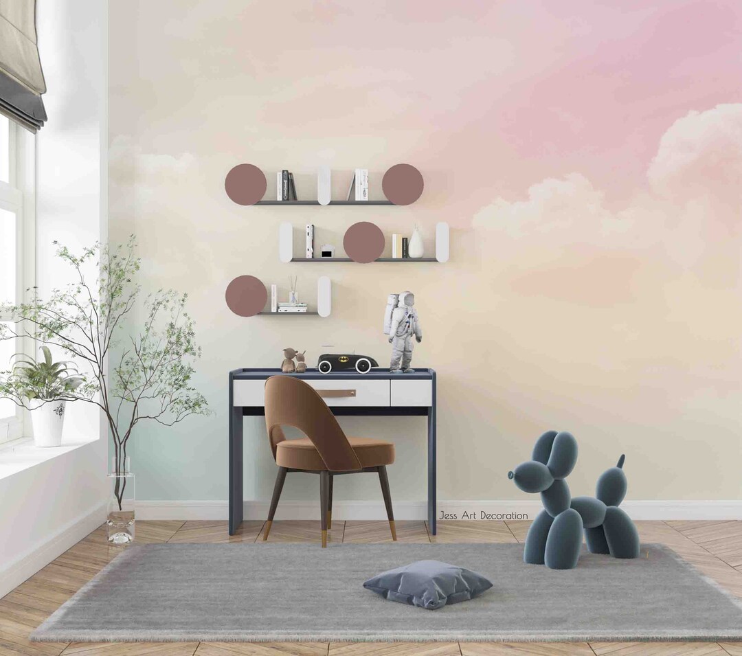 Pastel Sky Clouds Wallpaper, Nursery Wall Mural (removable Peel and ...