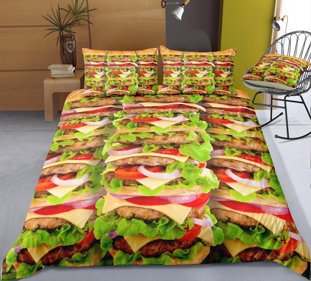 Fastfood Print Pattern Duvet Cover Bedding Set