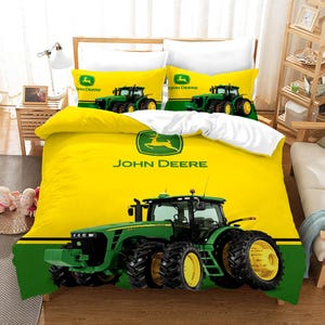 Juego de fundas de edredón con diseño de tractor en 3D, funda de edredón con letras, juego de cama con letreros, funda de edredón verde, ropa de cama individual amarilla, ropa de cama negra