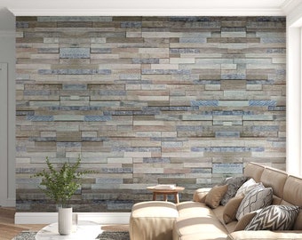Gray Plank 3D Peel and Stick Wallpaper, Removable Wall Mural