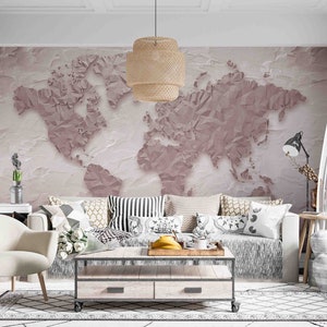 Papel tapiz de mapa del mundo abstracto 3D, papel tapiz extraíble para guardería, Mural de pared para pelar y pegar, decoración de pared para sala de juegos 605