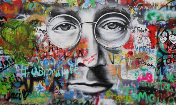 3D Graffiti Praga John Lennon Letters Wallpaper Wallpaper - Etsy España