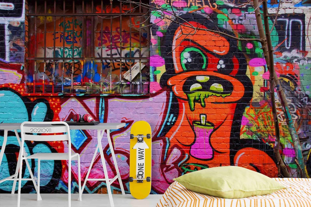 Colorful Graffiti Wall Mural – Abstract Art, Peel and Stick Wallpaper ...