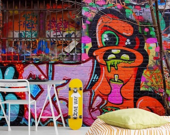 Colorful Graffiti Wall Mural – Abstract Art, Peel and Stick Wallpaper